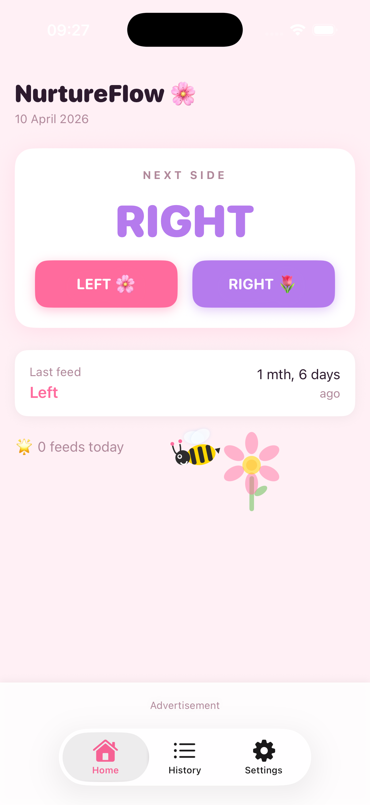 NurtureFlow home screen