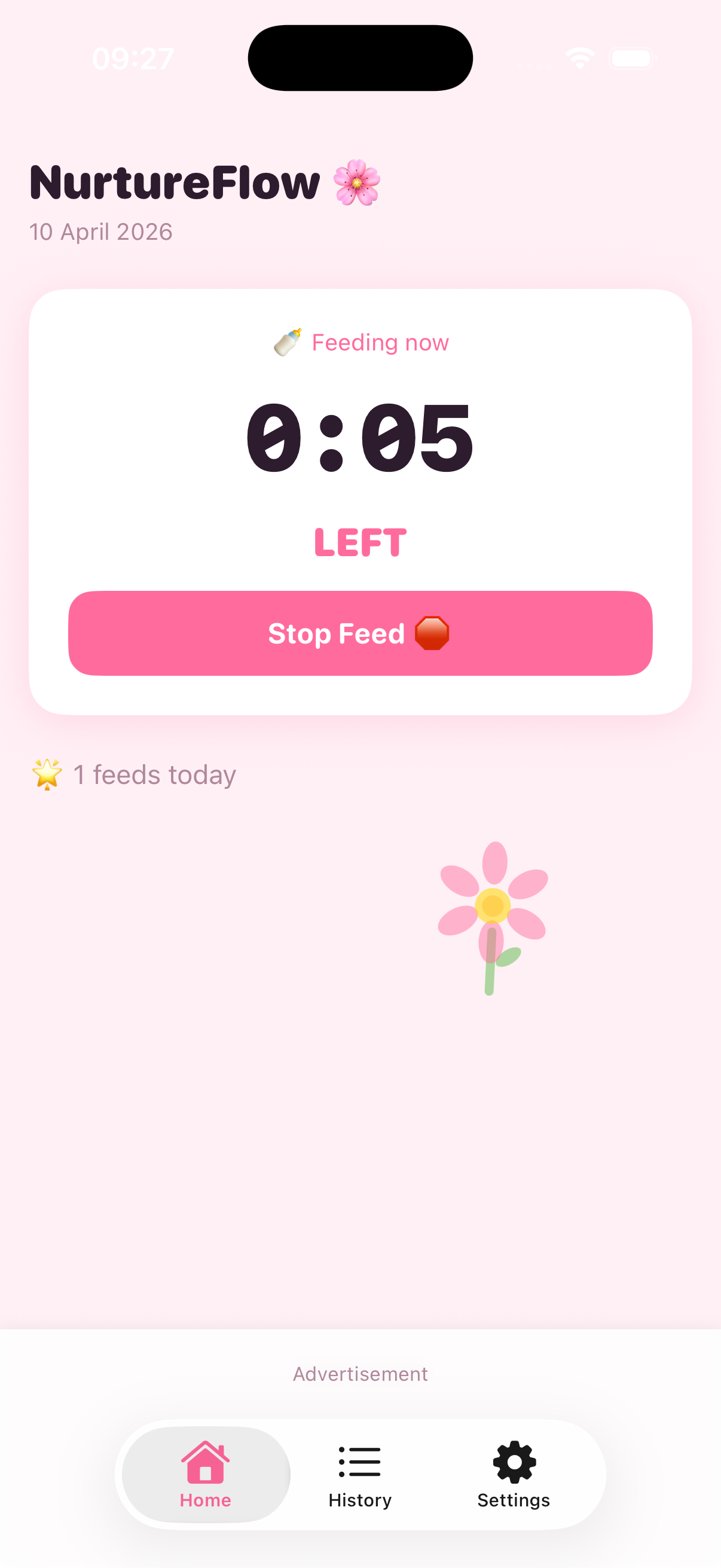 NurtureFlow timer screen